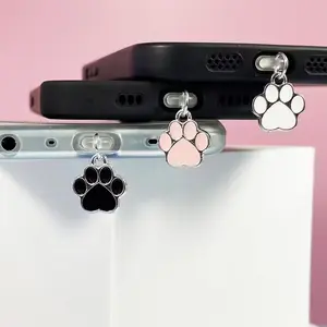 Cute Heart-Shaped Cat Paw Phone Dust Plug Charm, Compatible with iPhone & Samsung Type-C, & Options, Stylish Daily Accessory