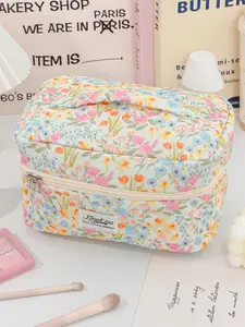Floral Pattern Cosmetic Storage Bag Set, Travel Toiletry Pouch, Large Capacity Bohemian Makeup Bag, Portable Organizer, Soft Fabric, Cosmetic Toiletry Bags