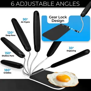 Adjustable Angle Spatula, New Ppsu Material, Ideal for Flipping Eggs, Pancakes, Hamburgers, Replaceable Head, Lightweight Heat Resistant, Non-Stick Cookware Friendly