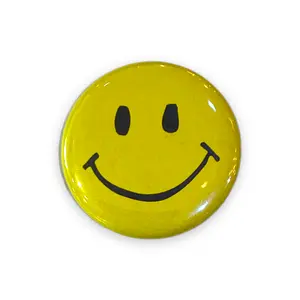 Yellow Smile Face - Pin Back Button - 1-1/4-in