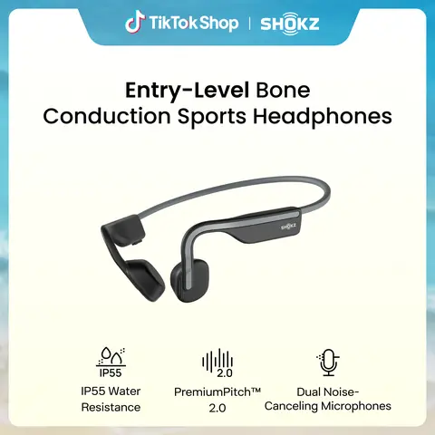SHOKZ OpenMove - Open-Ear Bluetooth Sport Headphones - Bone Conduction Wireless Earphones - Sweatproof for Running and Workouts