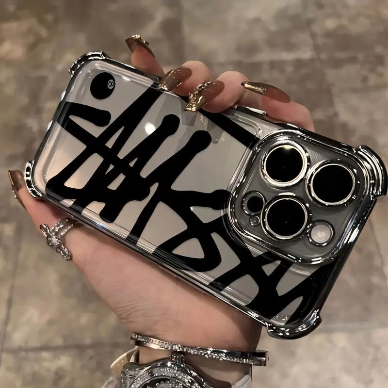 TPU Transparent Soft Back Smartphone Casing - Fashion Hip Hop Street Style Protection Accessory, Anti-Fall Cover for iPhone 16,15,14,13,12,11 Pro Max,X,XR,XS Max,8/7 Plus