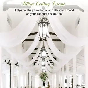 Showgeous 4/6/8-Pack Sheer Chiffon Ceiling Drapes – Flowing White Fabric for Weddings, Valentine’s Day, Baby Shower, Bridal Shower, Birthday Parties, Romantic Dinners, Wedding Stuff & 2026 Trendy Event Backdrop Banners