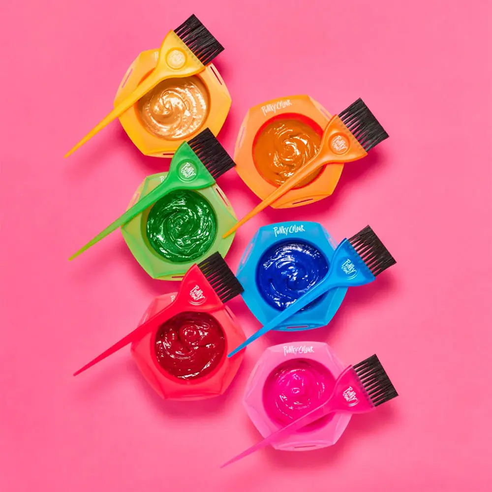 Punky Colour Rainbow Connectable Tint Bowl Set - 12-Piece Stain-Resistant Home Hair Kit with 6 Hair Dye Brushes & Rubberized Base, Hair Dye Brush