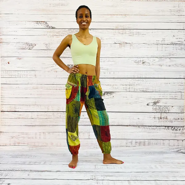 Cotton Patchwork Cargo Style Pant Cotton Patchwork Cargo Style Pant