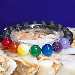 Chakra 10mm Lava Bracelets