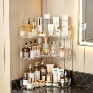 3 Tier Corner Countertop Organizer, Vanity Makeup Storage Rack for Skincare Perfume, Space Saving Bathroom Dresser Kitchen Organizer Gift for Women