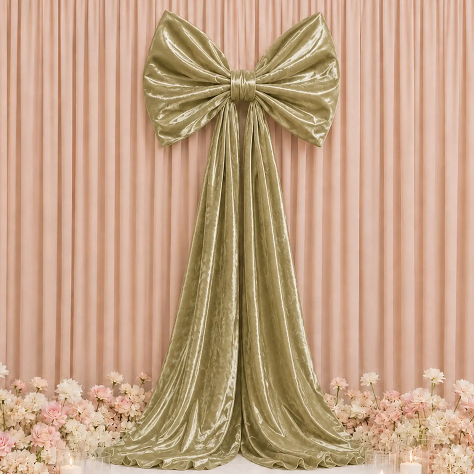 10ft Giant Velvet Bow Backdrop Decor, Champagne Gold – Weddings, Birthdays & Baby Showers