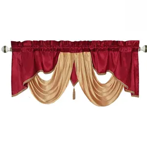 Window Valance Taffeta Fabric with Soft Satin Swag For Home Accent Decorations 54 x 18 inches
