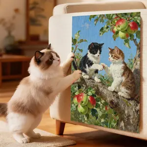 Durable Self Adhesive Cat Scratching Mat for Indoor Cats, Cat Scratch Pad for Wall Sofa and Furniture Protection, Cat Scratching Board for Claw Care, Interactive Cat Climbing Mat and Cat Scratching Post Cover for Cat Tree