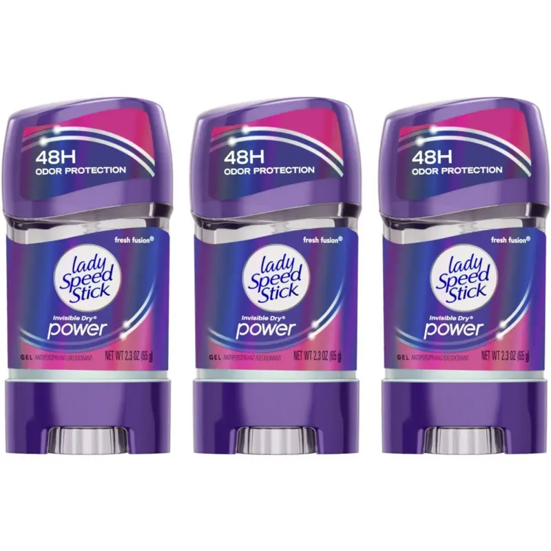 Lady Speed Stick 48HR Antiperspirant Deodorant Gel Fresh Fusion 2.30 oz (Pack of 3)