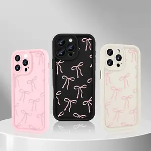 Bowknot 2025 New Style Beautiful and Interesting High-end Phone Case Compatible with iPhone 17 Pro Max 16 16e 15 14 Plus 13 12 Mini 11 Air XR X XS Pattern TPU Lens Protection Durable Soft Cover Gift Screen Protector.