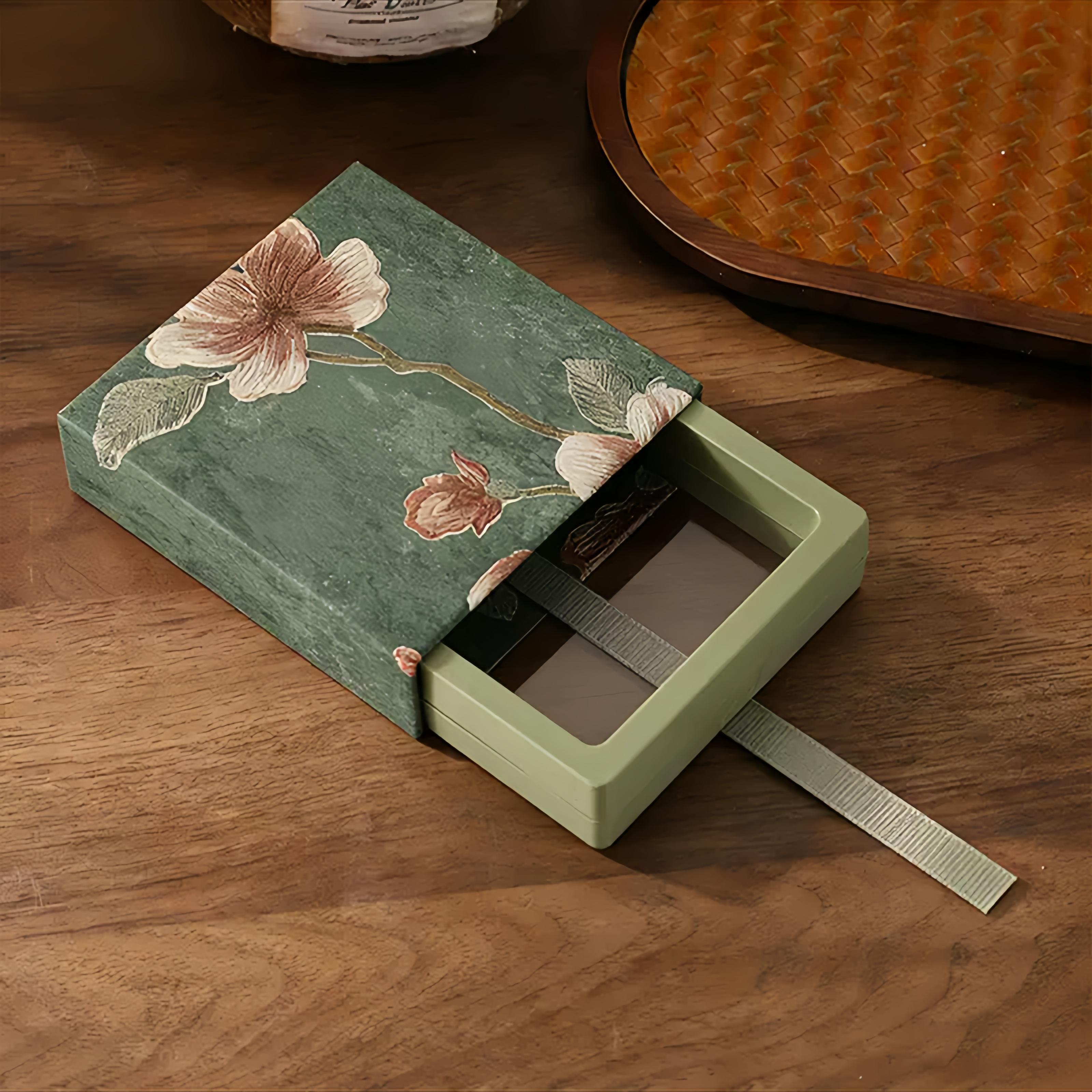 GEMRICH Floral pull-out box, PE film jewelry box, ring anti-oxidation storage box, bracelet floating display box, 3D embossed jewelry box