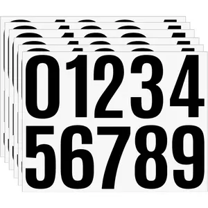 60PCS 6 Sheets 4 Inch Large Black Vinyl Self-Adhesive Number Stickers for Mailbox Address, House Numbers, Outdoor Signs, Bulletin Boards, Windows, Doors & Crafts