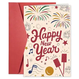 1pc New Year Greeting Card with Envelope, Perfect for Family and Friends, Holiday Celebration Card, New Year Party Countdown Card, Best New Year Gift