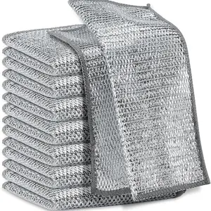10PCS single Wet and Dry Wire Dishcloth,Stainless Steel Scrubber, Multi-Purpose WireMiracle Cleaning Cloths, Non-Scratch, for Powerful Cleaning of Cookware
