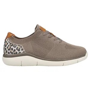 Propet Womens Sachi Leopard-Cheetah Lace Up Sneakers Shoes Casual - Brown