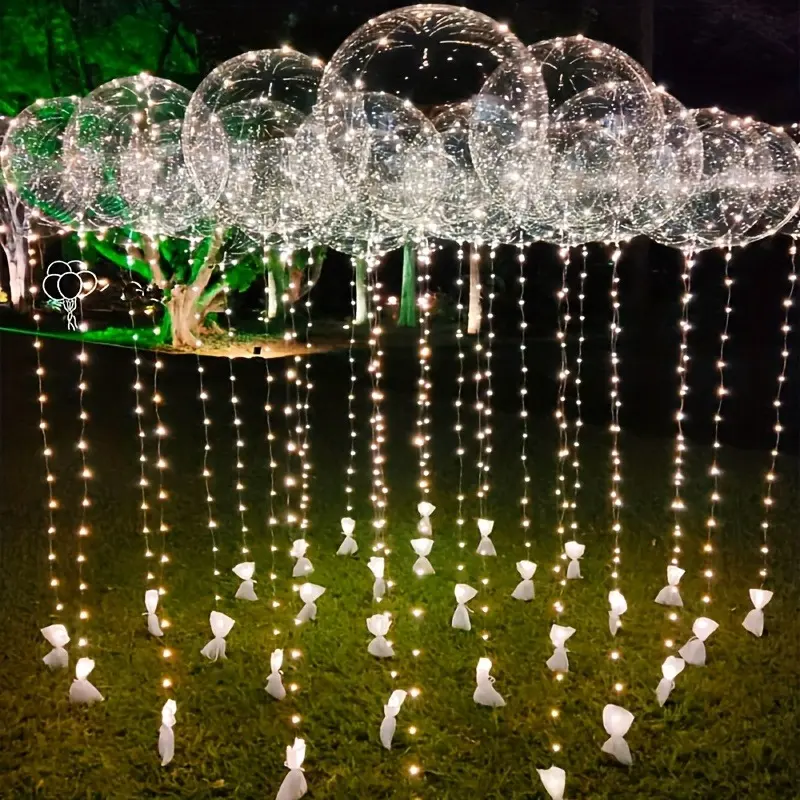 10 LED light strips, equipped with 10 20-inch luminous ball string lights and transparent balloons, for birthdays, weddings,  party graduation season decorations, most suitable for  Halloween, party lighting, baptism balloons cute christmas luxury spa