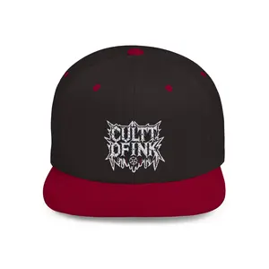Tattoo Inspired Flat Bill Snapback Trucker Hat - CULTT OF INK, Religious Following, Tattoo Shop, Streetwear Cap, Hipster Snapback, Edgy distressed hats
