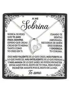 To Niece Necklace Gift Heart Pendant with Cubic Zirconia,Empowering Gift for Niece's Graduation, Birthday, Family Keepsake