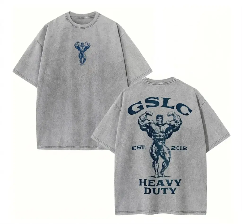 Men's Vintage Acid Wash Graphic T-Shirt Oversized Heavyweight Cotton Retro Gym Bodybuilding Workout Tee Drop Shoulder Streetwear Short Sleeve Tops Casual Relaxed Fit Heavy Duty Muscle Shirt Edgy Fitness Activewear Hip Hop Tee for Men