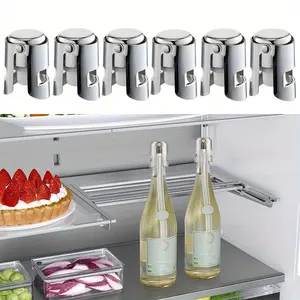 6pcs Stainless Steel Champagne Stoppers, Prosecco, Sparkling Wine Bottle Stopper Utensils