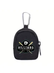 Billiard Sports Academy Mini Zip Wallet with Keychain, Durable Lightweight Design, Perfect Gift for Pool Lovers, All-Season Casual Accessory