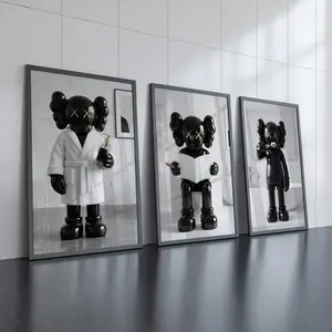 Set of 3 Kaws in Shower & Bathroom Wall Art Prints, DIGITAL DOWNLOAD, Kaws Figure, Hypebeast decor Poster, Washroom Wall Art, Bathroom Decor