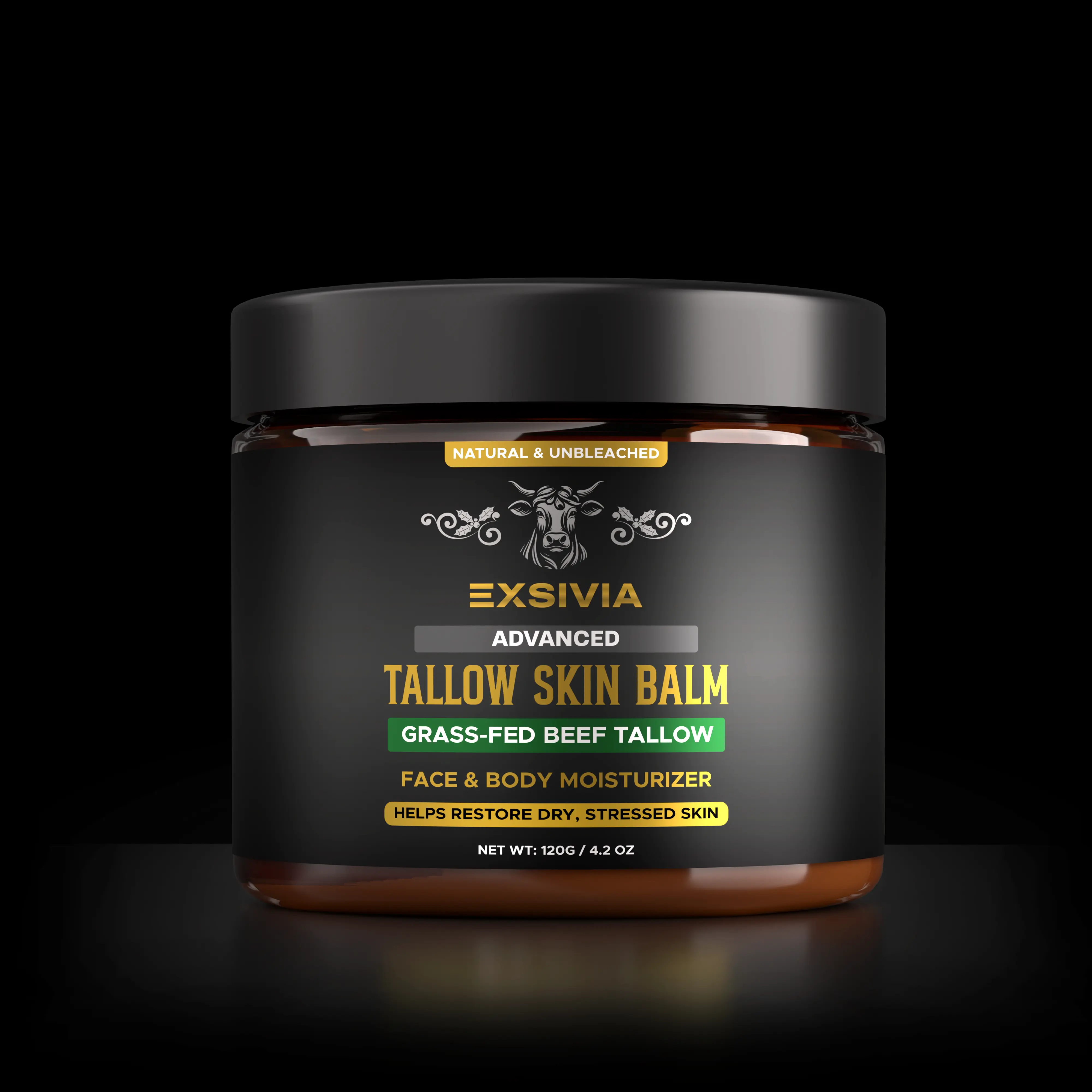 Unbleached Beef Tallow Skin Balm, Fragrance-Free Face & Body Moisturizer with Sunflower Oil & Beeswax, Fast-Absorbing Deep Moisture for Dry Skin