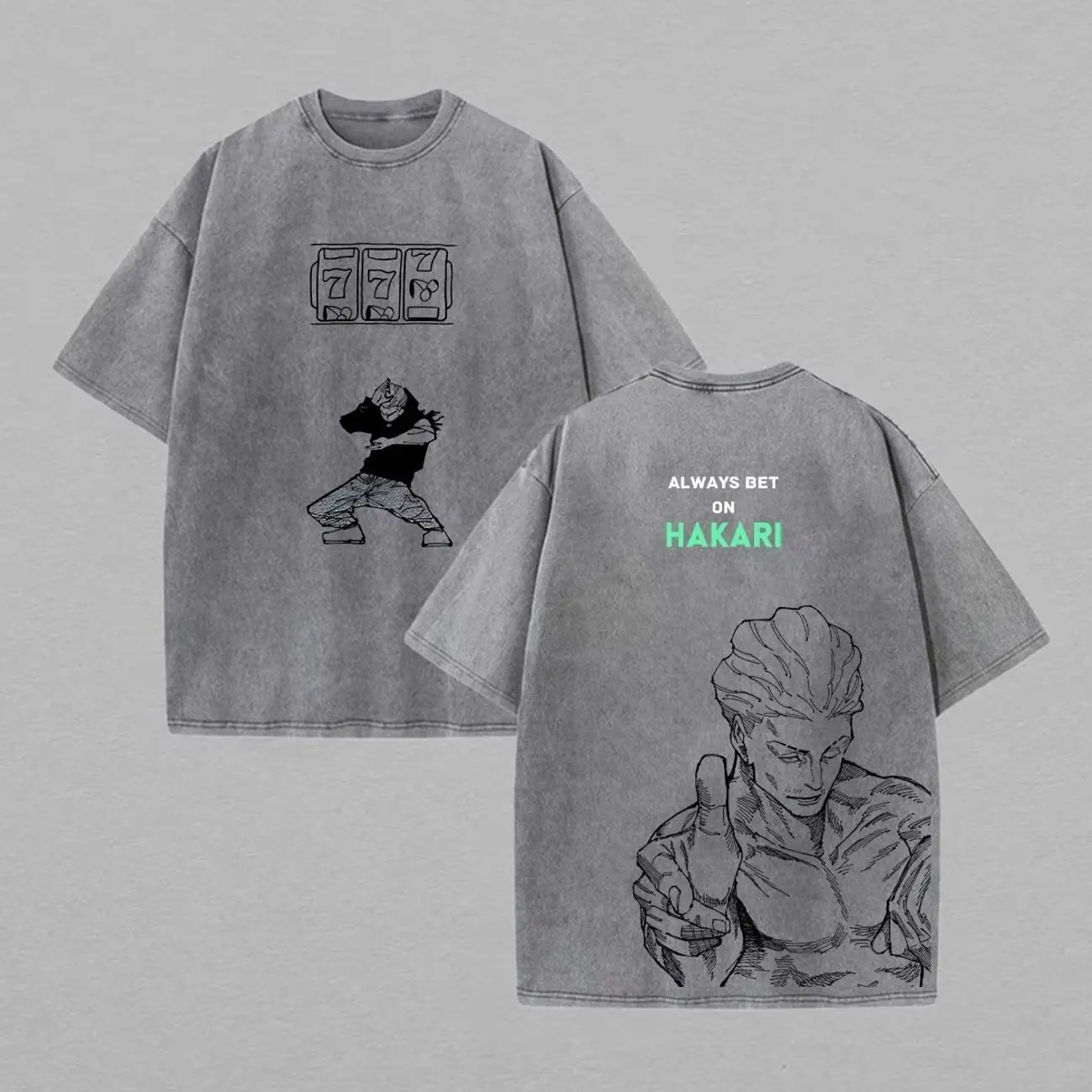 Jujutsu Kaisen Anime Printed T-shirt Hakari Kinji Washed Oversized T Shirt Men Women Clothing Short Sleeve Cotton Tees Tops 1