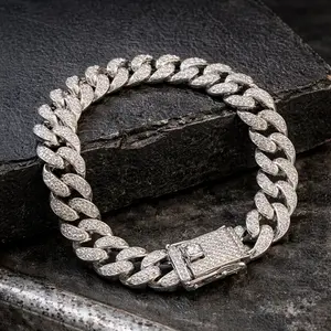 Silver Iced Out Hip Hop Cuban Bracelet