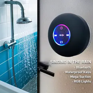 Elysian Speaker IPX4 Waterproof Bluetooth 5.0 Speaker with RGB Lights & Large Suction Cup for Bathroom & Outdoor Use