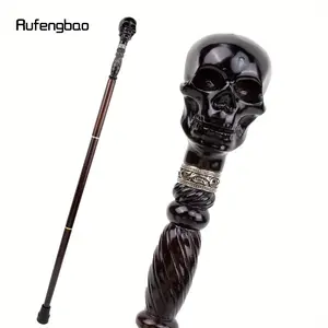 Black Creative Devil Skull Wooden Fashion Walking Stick Decorative Cospaly Wood Walking Cane Halloween Party Event Props Party Photo Prop Mace Wand Crosier 93cm