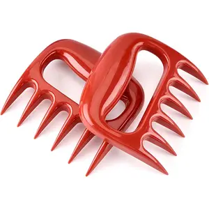2 PACK Meat Claws, Plastic Meat Shredder Claws for Grilling, Roasting Turkeys, Chopping and Carving Foods (Red)