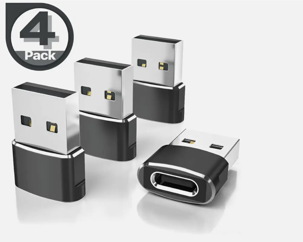 4 PACK USB to USB C Adapter Type-C Female to A Male OTG Converter Car ...