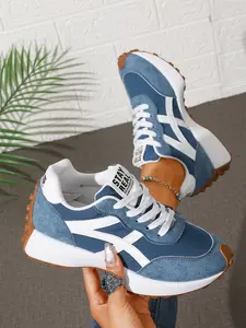 Vintage Patchwork Women's Sports Shoes, Comfortable Breathable Agony Small Waist, Thick Sole Anti-Slip Pointed Toe, Lightweight Casual Sneakers, Low Top Sneakers