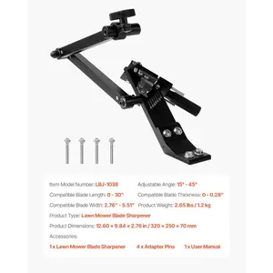 VEVOR Lawn Mower Blade Sharpener, 15 - 45 Adjustable Lawnmower Blade Sharpening Tool with 4 Adapter Pins, Ball Bearing Design 25mm Enlarged Handle, Compatible with Most Angle Grinders