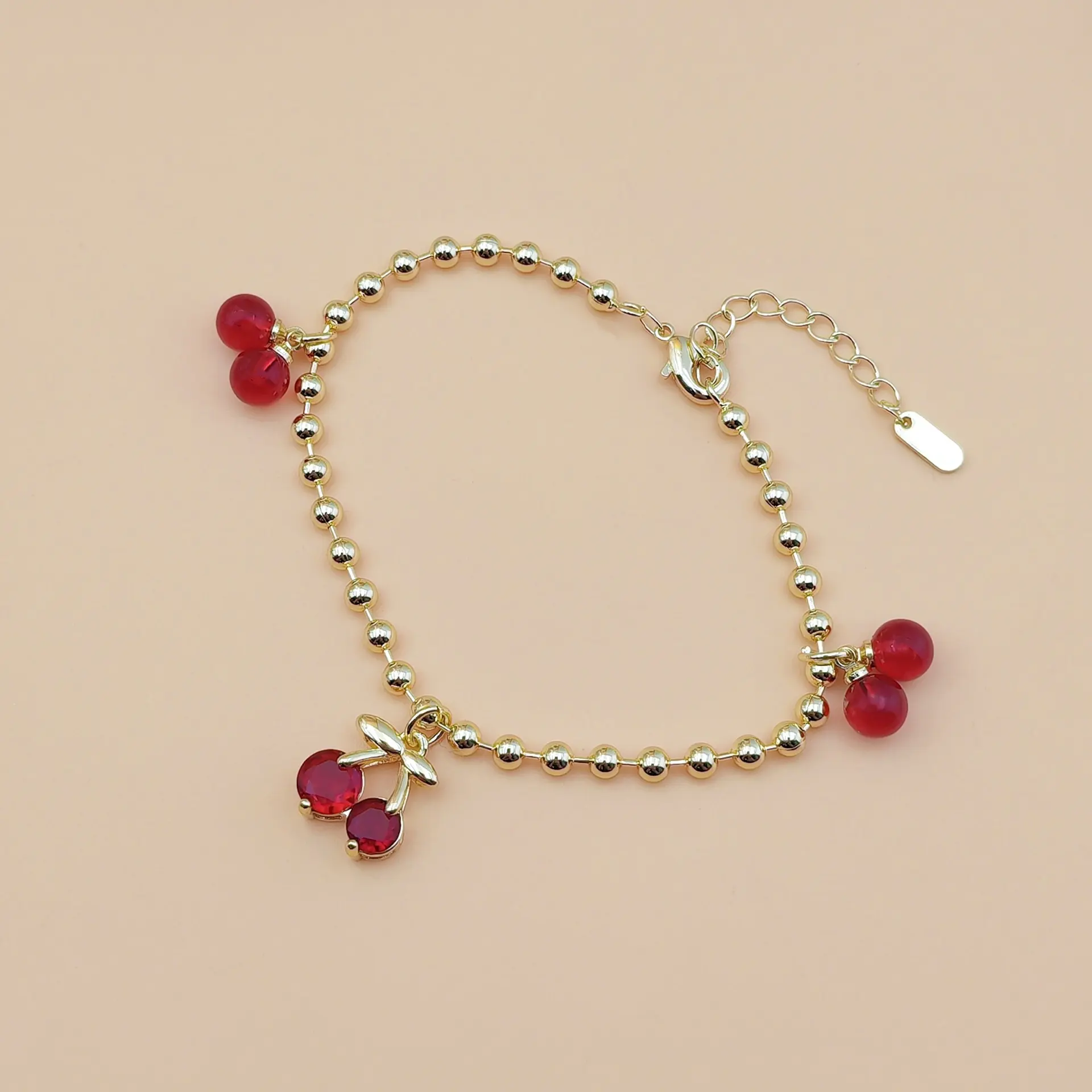 Women's Adjustable Boho Seed Bead Bracelet with Cherry Charms - Sports Outdoor Wristband, Multi-Use Anklet, Adjustable Bracelet, Boho Style Bracelet
