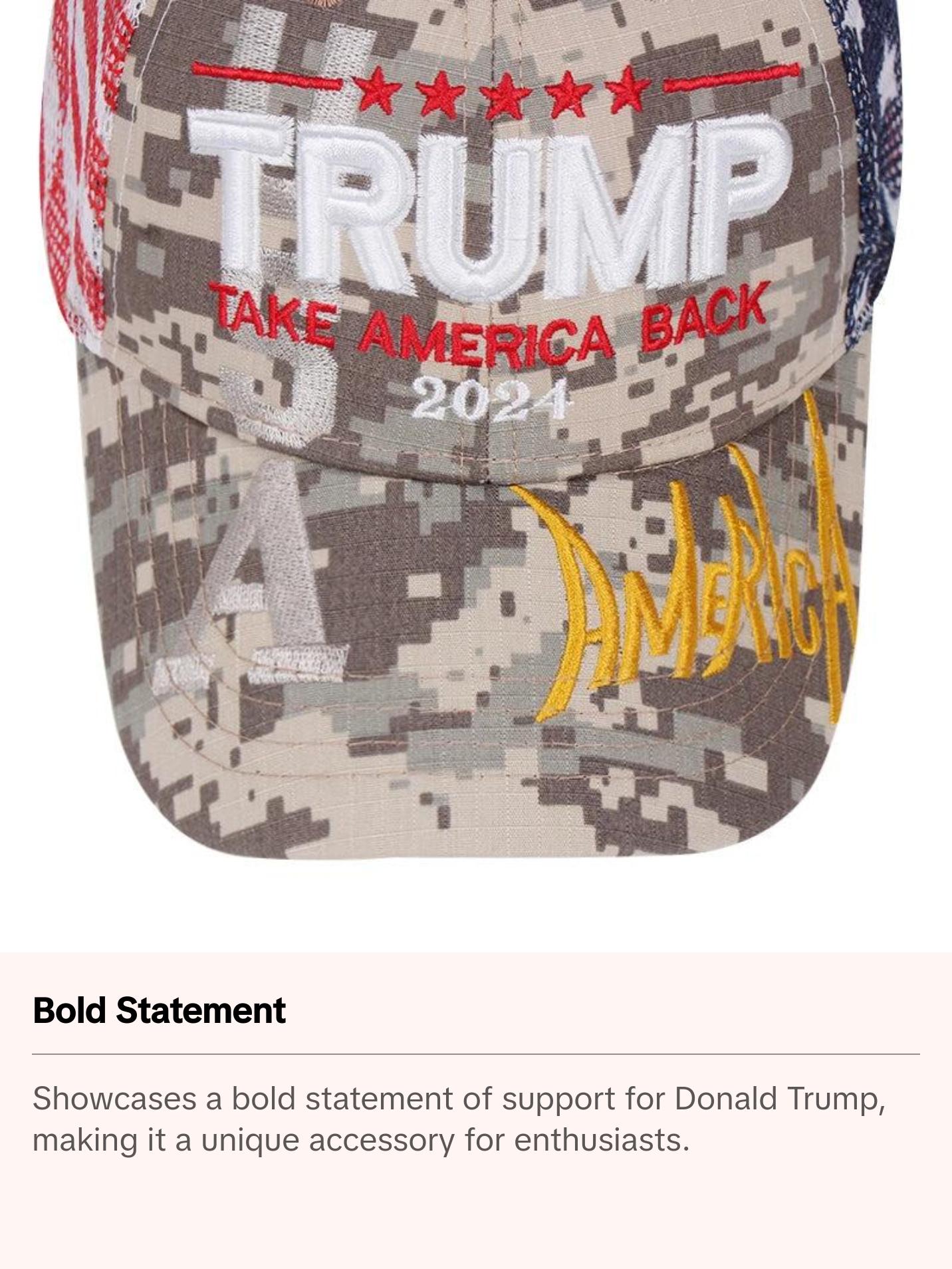 Donald Trump 2024 Cap | USA 3D Embroidered Keep America Great Snapback Presidential Hat
