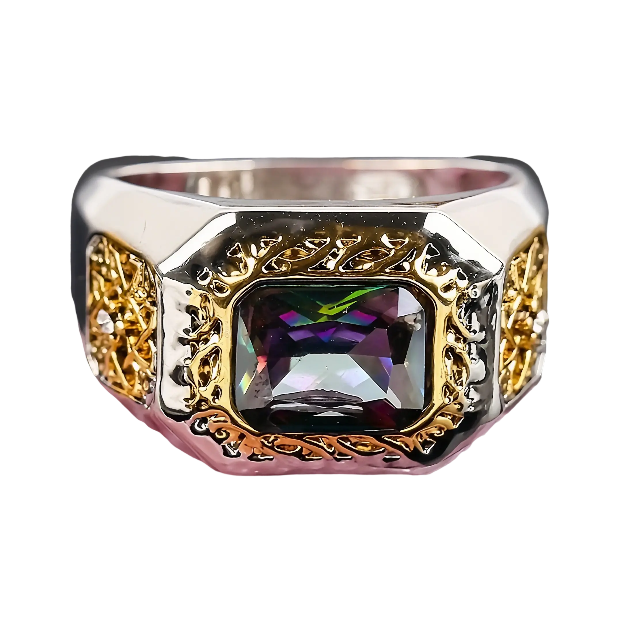 Ring: 1Pc Double-Tone Square Creative Alloy Ring (Bohemian Style) Engagementrings rings men