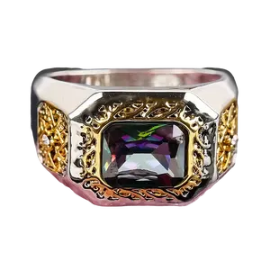 Ring: 1Pc Double-Tone Square Creative Alloy Ring (Bohemian Style) Engagementrings rings men