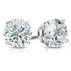 Lab Grown Diamond Stud Earrings Round 3.50 ct. tw. (1.75ct. each ear) D-E, VVS 14k White Gold 4-Prong Basket