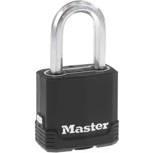 Master Lock Magnum Heavy Duty Outdoor Padlock with Key, Weather Resistant Body and Cut Resistant Shackle Make Lock Perfect for Fences, Gates, Sheds, M115XDLF Master Lock