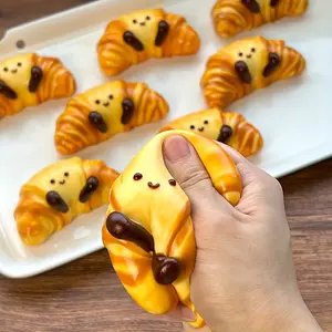 Croissant Cake Squishy Toy, Sweet Cute Design, Soft Butter Creamy Cheese Texture, Slow Rising Squeeze Toy, Sticky Fidget Toy, Handmade Original Design