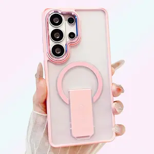 Premium Foldable Kickstand Galaxy Magnetic Vertical Phone Cases for Galaxy S26 S25 S24 S23 Plus Ultra  Wireless Shockproof Magnetic Protective With Magsafe summerwins