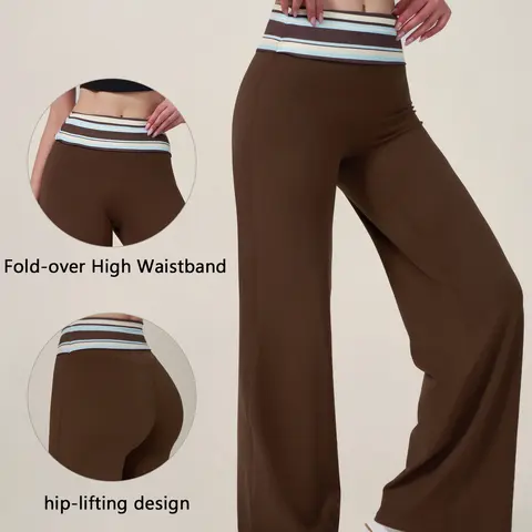 TIMEOFF Lady's High-Waisted Wide-Leg Stretchy Chic Yoga Bottom Trousers - Draped Legs, Comfortable Fabric, Elastic Waist, for Women's Yoga, Daily Casual Wear,outdoorfun