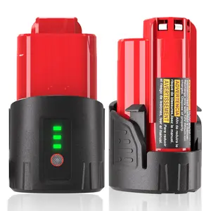 2 PCS 3.0Ah 12V Lithium Batteries with LED light Compatible with Mil^^waukee 12V Batteries, Compatible for Mil~waukee M^12 Battery 12 Volt Cordless Tools 48-11-2401 48-11-2412 48-11-2411 48-11-2420 48-11-2440