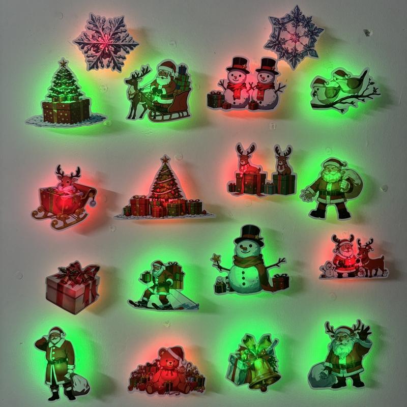 BougeRV  Christmas 3D Glowing Wall Decals, Christmas Wall Decals, Glow in The Dark Walldecals, Glowy Santas Twinkly for Xmas Party Bedroom