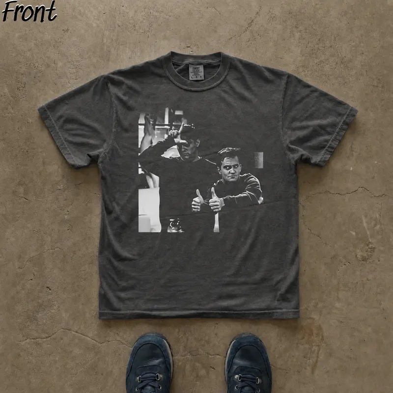 Gildan Men's Fitted Cotton Round Neck Graphic Tee - 90s Retro Vintage, Friends Sitcom Chandler Bing Nod Art, Lightweight All-Season Top, Cold-Wash Gift for Fans