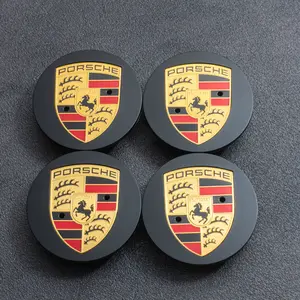 Pack of 4 Porsche Authentic Black Alloy Wheel Centre Caps 76mm for 911 718 Boxster Cayman Series